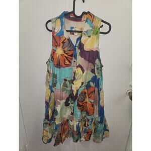 Maeve anthropologie brilliant floral tunic mini dress M